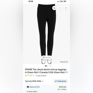Frame Denim Women's Jetset Black Stirrup Leggings